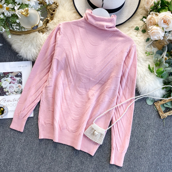 Modern női pulóver magas pólógallérral, több színben