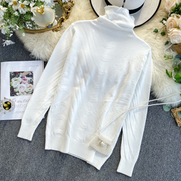 Modern női pulóver magas pólógallérral, több színben