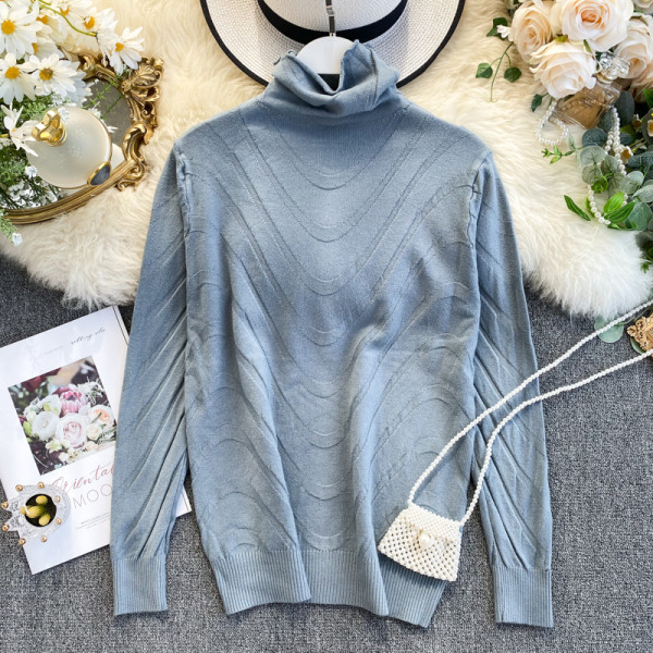 Modern női pulóver magas pólógallérral, több színben