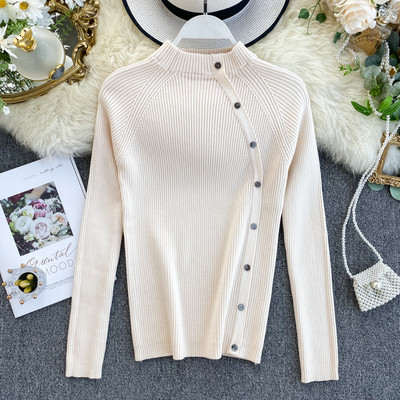 Μοντέρνο γυναικείο πουλόβερ με κουμπιά σε διάφορα χρώματα