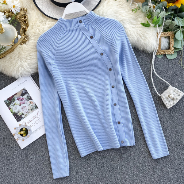 Μοντέρνο γυναικείο πουλόβερ με κουμπιά σε διάφορα χρώματα