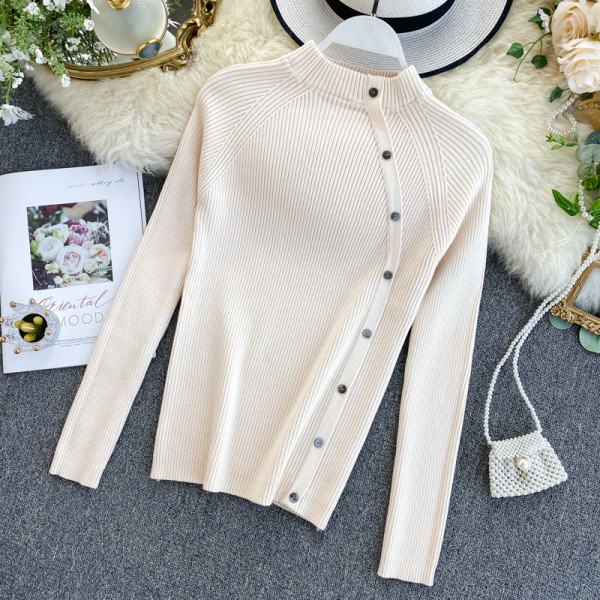 Μοντέρνο γυναικείο πουλόβερ με κουμπιά σε διάφορα χρώματα