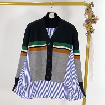 Női csíkos ing kötött részekkel, különböző színekben