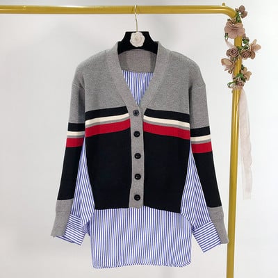 Női csíkos ing kötött részekkel, különböző színekben