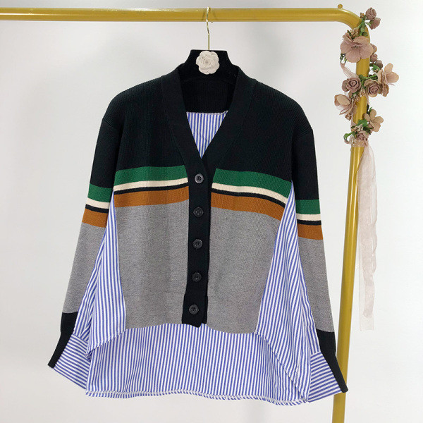 Női csíkos ing kötött részekkel, különböző színekben