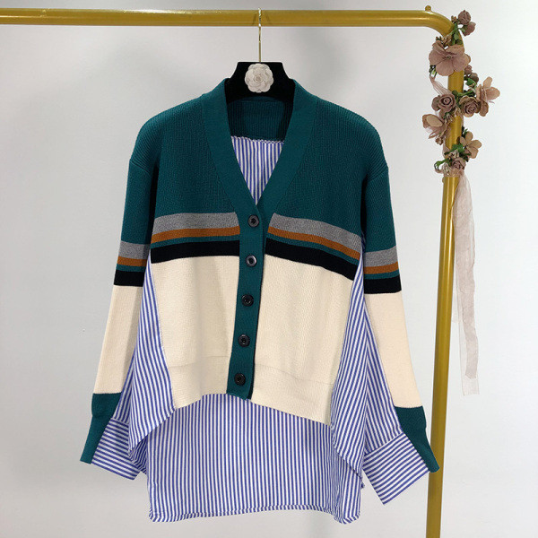 Női csíkos ing kötött részekkel, különböző színekben