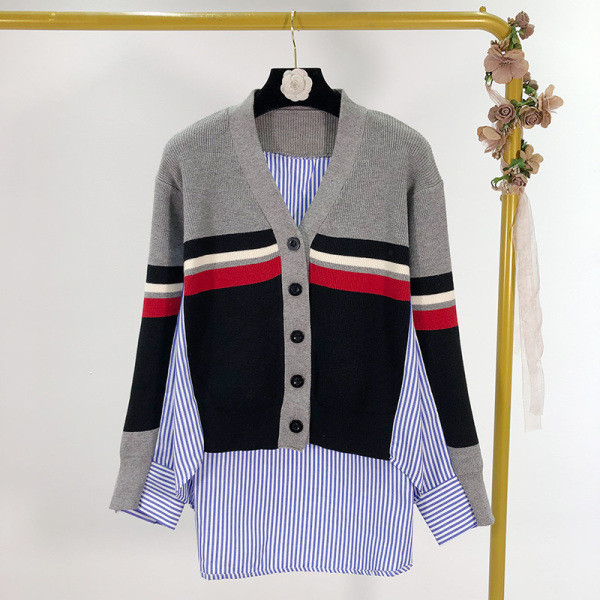 Női csíkos ing kötött részekkel, különböző színekben