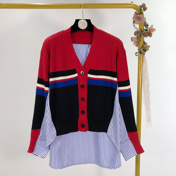 Női csíkos ing kötött részekkel, különböző színekben