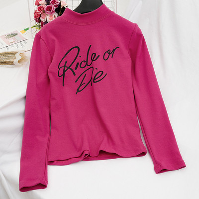 Ежедневна дамска блуза в четири цвята с дълъг ръкав и надпис