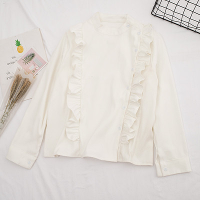 Модерна дамска риза в пет цвята с копчета и дълъг ръкав