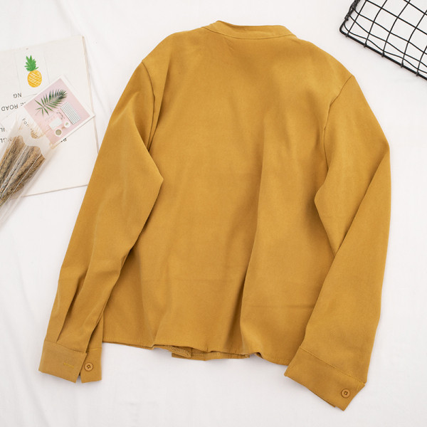 Модерна дамска риза в пет цвята с копчета и дълъг ръкав