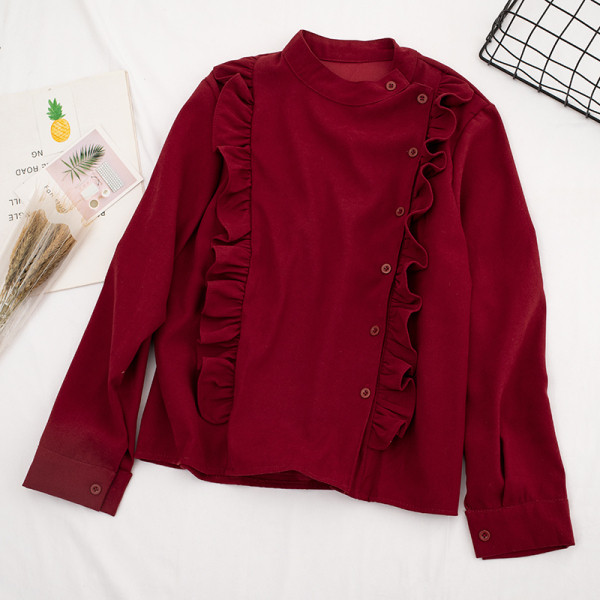 Модерна дамска риза в пет цвята с копчета и дълъг ръкав