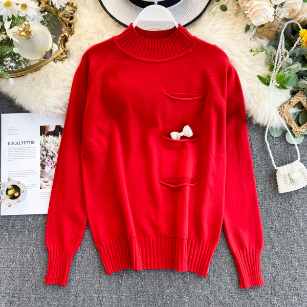 Pulover de dama cu buzunar in mai multe culori