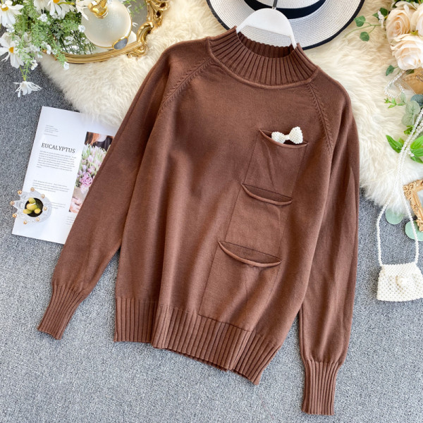 Pulover de dama cu buzunar in mai multe culori