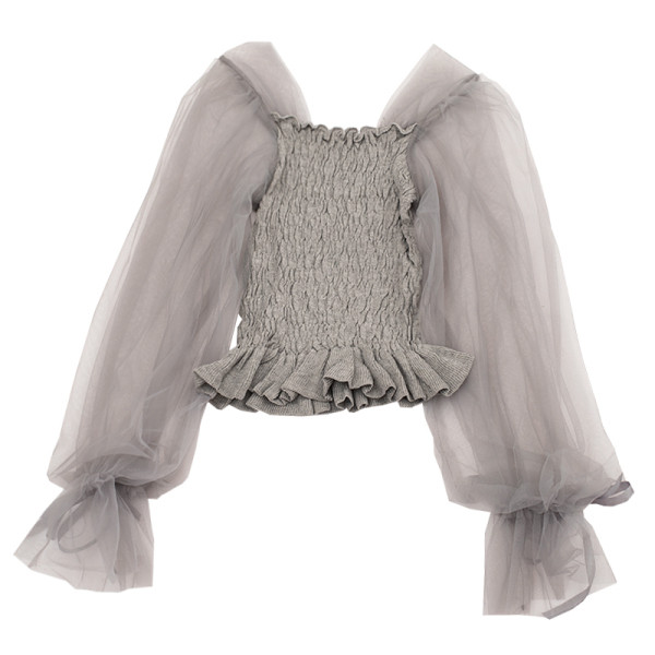 Modern női blúz több színben, tüllel és nyakkendővel