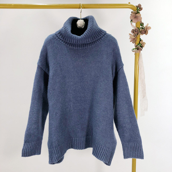 Női téli pulóver magas gallérral, három színben