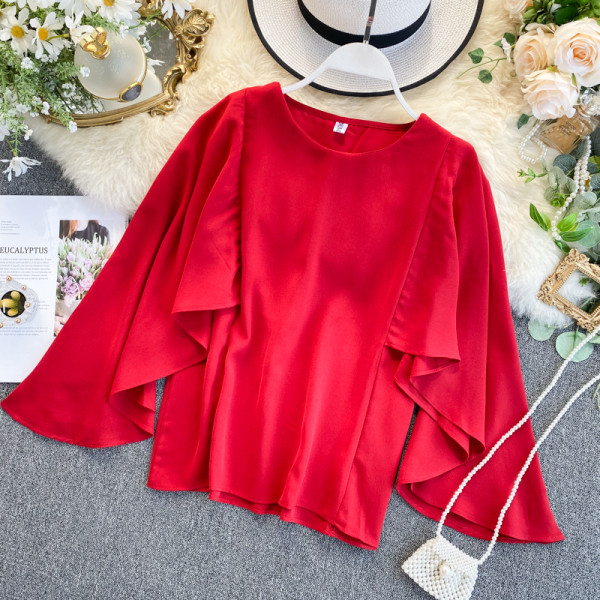 Modern női ing kerek nyakkivágással, több színben