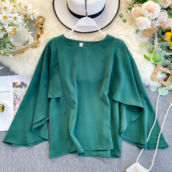 Modern női ing kerek nyakkivágással, több színben