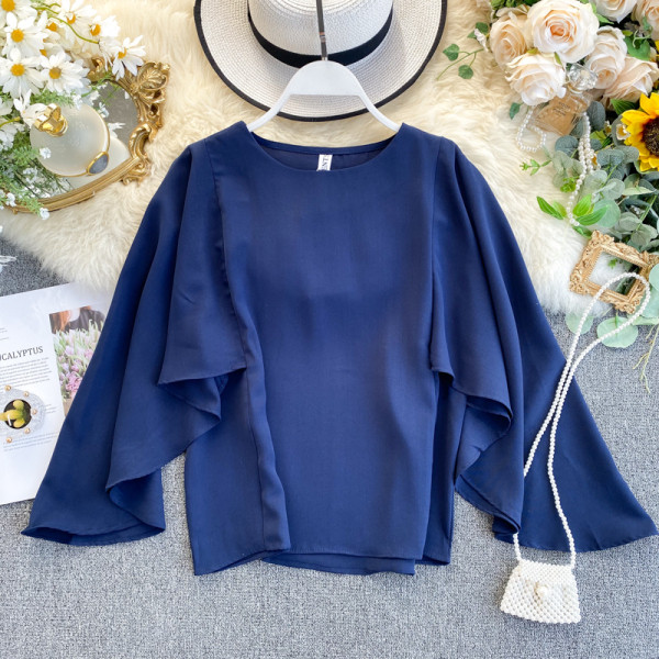 Modern női ing kerek nyakkivágással, több színben