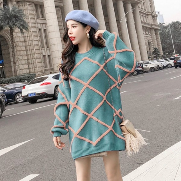 Pulover de dama model nou cu decolteu rotund - model lung