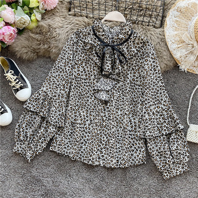 Stílusos női ing nyakkendővel és fürtökkel, négy színben