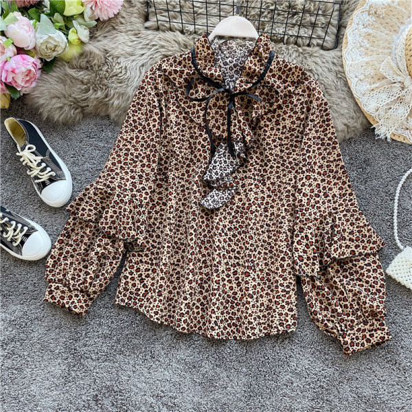 Stílusos női ing nyakkendővel és fürtökkel, négy színben