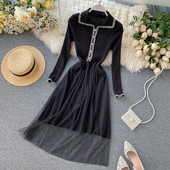 Modern női ruha gyöngyökkel, három színben