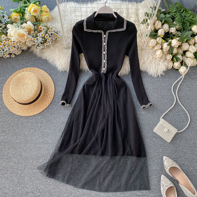 Modern női ruha gyöngyökkel, három színben