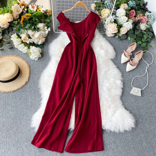 Salopetă lungă de damă elegantă în cinci culori