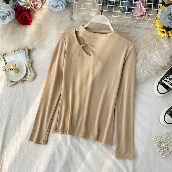 Bluză casual de damă cu decupaje și mâneci lungi în mai multe culori