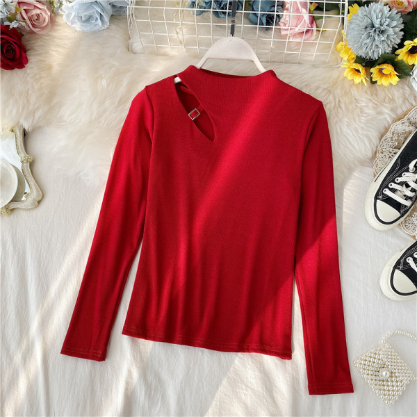 Bluză casual de damă cu decupaje și mâneci lungi în mai multe culori