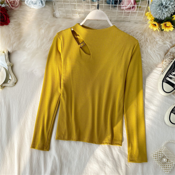 Bluză casual de damă cu decupaje și mâneci lungi în mai multe culori