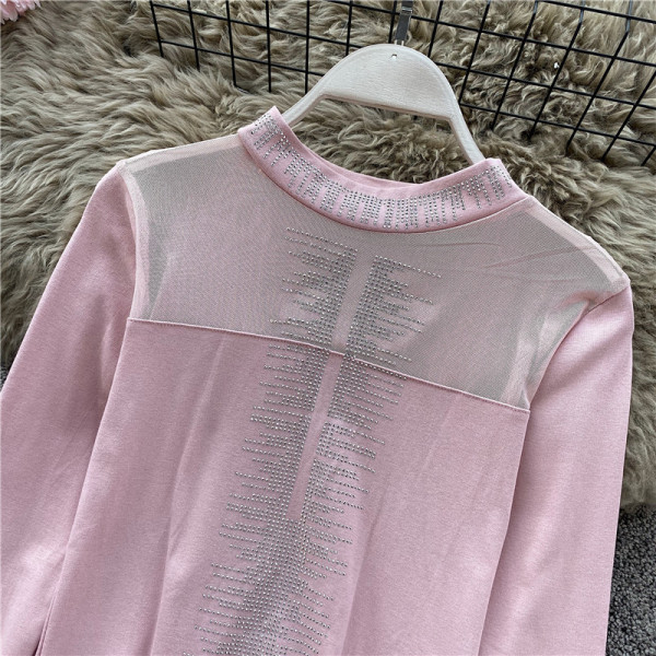 Γυναικεία casual μπλούζα σε τέσσερα χρώματα με πέτρες και μακρύ μανίκι