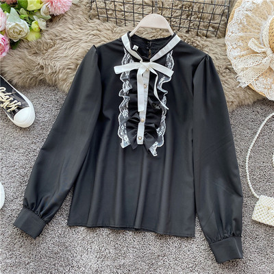 Stílusos női ing csipkével és szalaggal több színben