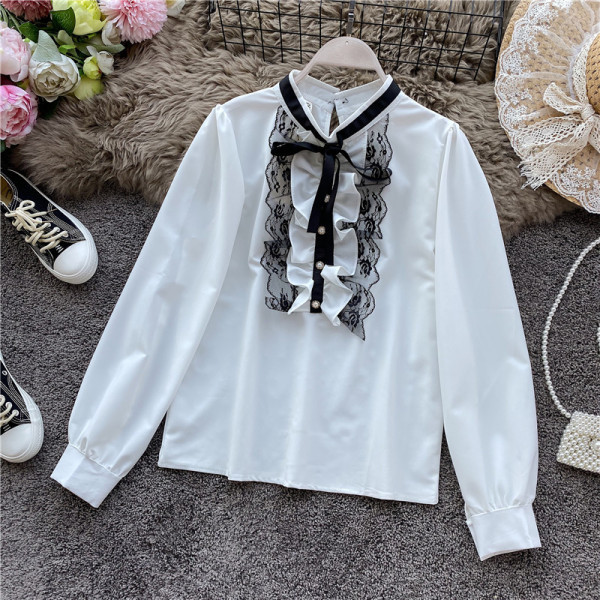 Stílusos női ing csipkével és szalaggal több színben