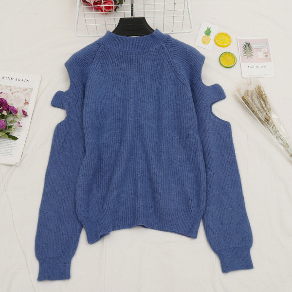 Κορυφαίο γυναικείο πουλόβερ με ωοειδές λαιμόκοψη σε πέντε χρώματα