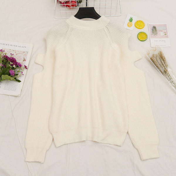 Κορυφαίο γυναικείο πουλόβερ με ωοειδές λαιμόκοψη σε πέντε χρώματα