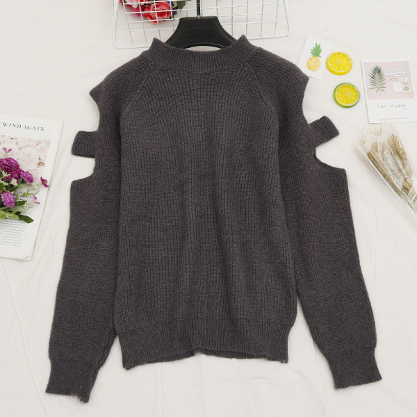 Κορυφαίο γυναικείο πουλόβερ με ωοειδές λαιμόκοψη σε πέντε χρώματα