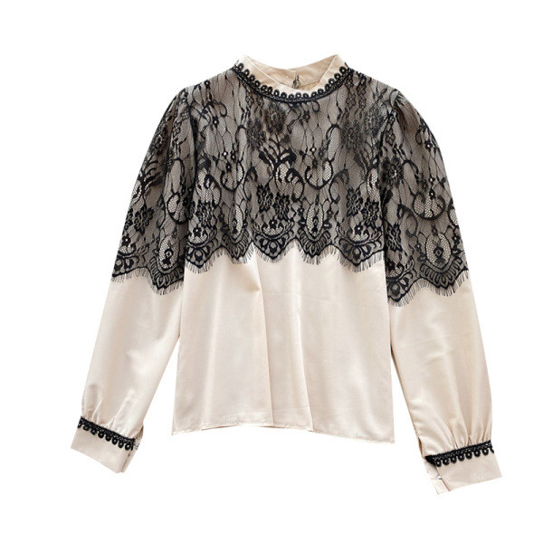 Κομψή γυναικεία μπλούζα με δαντέλα και οβάλ λαιμόκοψη σε τέσσερα χρώματα