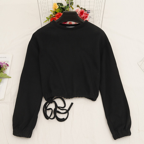 Bluză casual de damă în patru culori, cu decolteu O și șireturi