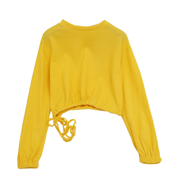 Bluză casual de damă în patru culori, cu decolteu O și șireturi