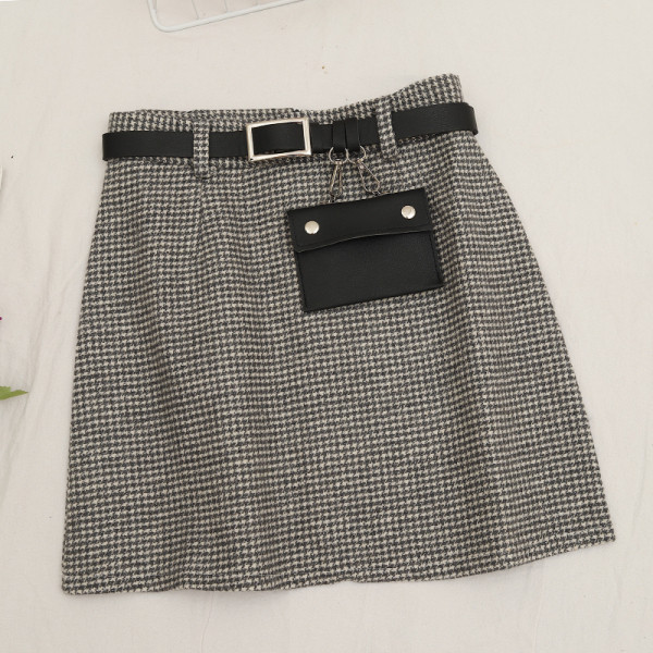 Γυναικεία καρό φούστα  σε τέσσερα χρώματα με υψηλή μέση και ζώνη