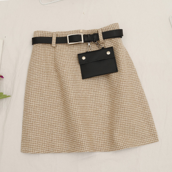 Γυναικεία καρό φούστα  σε τέσσερα χρώματα με υψηλή μέση και ζώνη