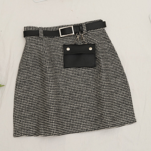 Γυναικεία καρό φούστα  σε τέσσερα χρώματα με υψηλή μέση και ζώνη