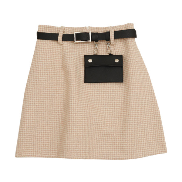 Γυναικεία καρό φούστα  σε τέσσερα χρώματα με υψηλή μέση και ζώνη