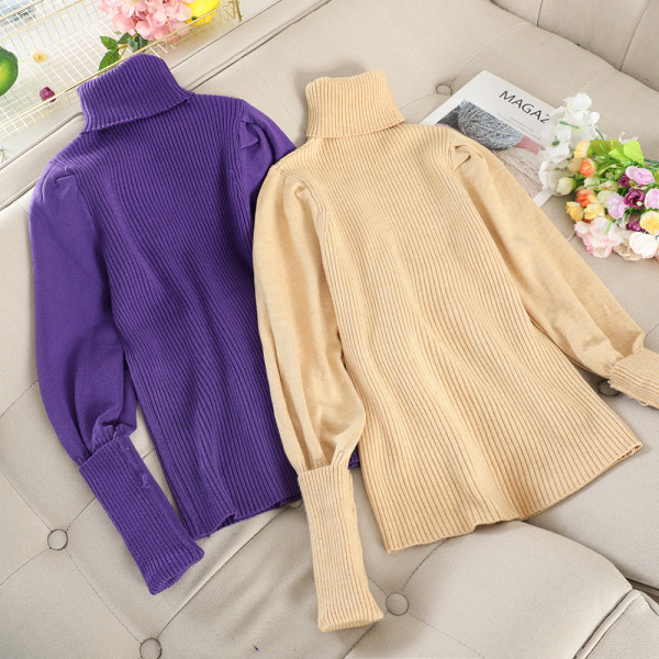 Μοντέρνο γυναικείο πουλόβερ με υψηλό κολάρο  σε διαφορετικά χρώματα