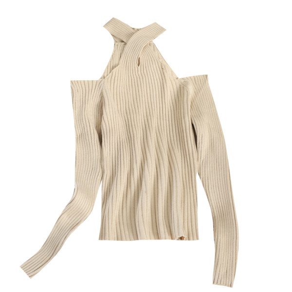 Μοντέρνα γυναικεία μπλούζα με μακριά μανίκια με γυμνά ώμους σε διάφορα χρώματα