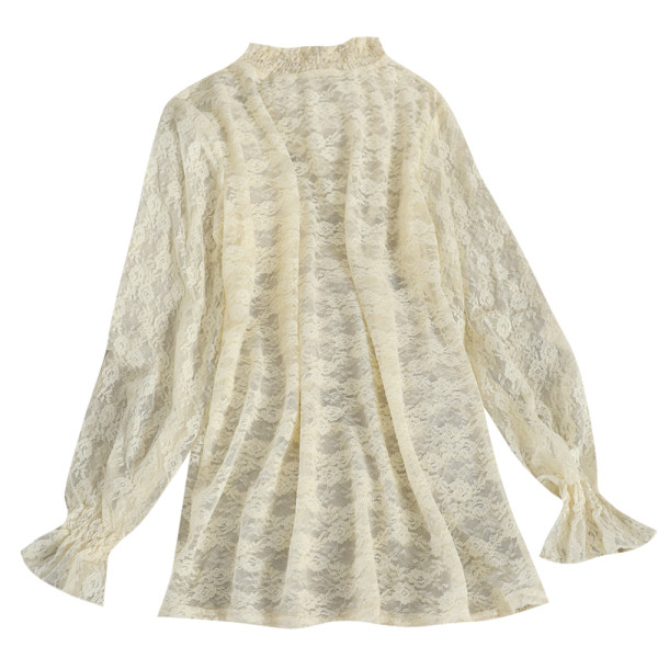 Μοντέρνα δαντελένιαγυναικεία μπλούζα με μεγάλο κολάρο και κεντήματα σε τρία χρώματα