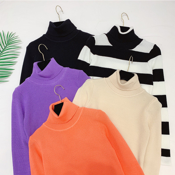 Μοντέρνο γυναικείο πουλόβερ με υψηλό γιακά σε διάφορα χρώματα