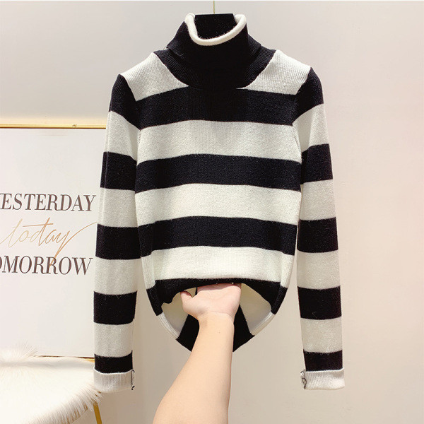 Μοντέρνο γυναικείο πουλόβερ με υψηλό γιακά σε διάφορα χρώματα